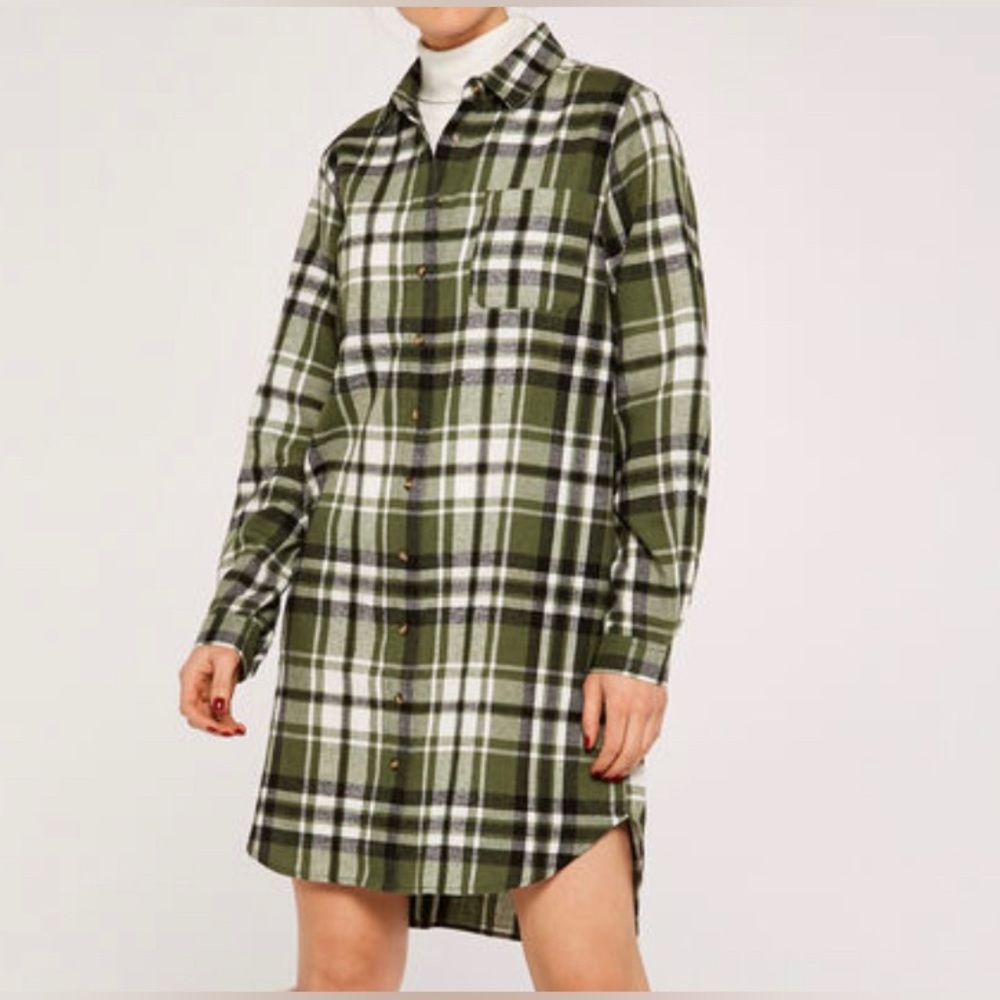 Plaid green midi dress